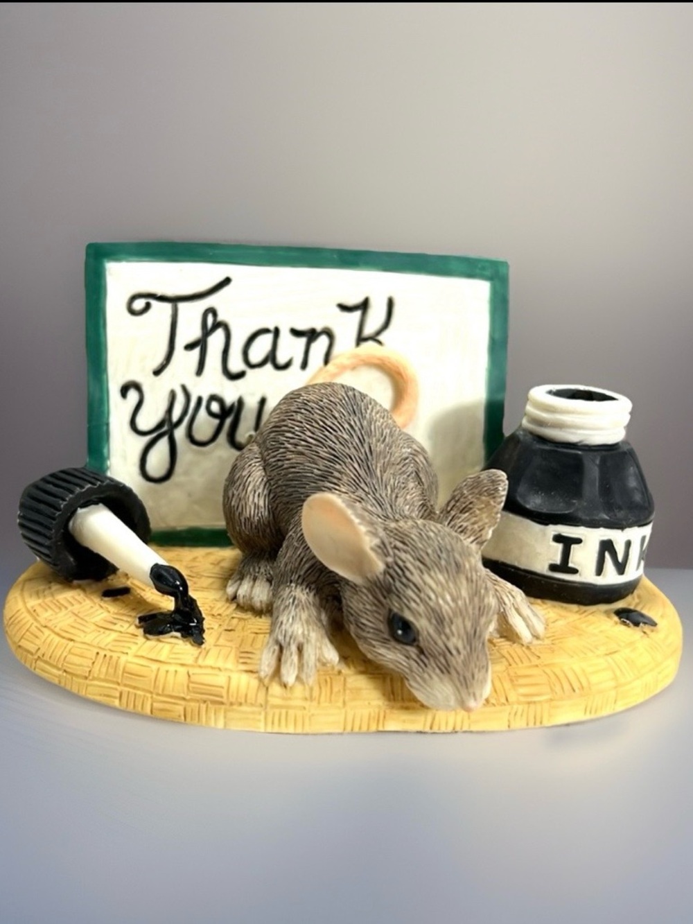 🐁 CHARMING TAILS “Thank You!” 98/700 MOUSE FIGURINEWITH INK BOTTLE - DECORATIVE